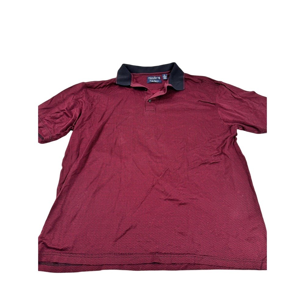 Austin Reed Royal Heritage Polo XL Pima Cotton Burgundy Chevron Herringbone